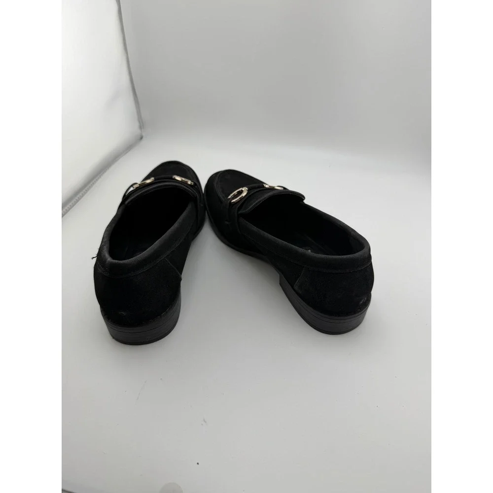 Jones‎ New York Coral Black Faux Suede Bit Loafers Gold Hardware Womens Size 7
